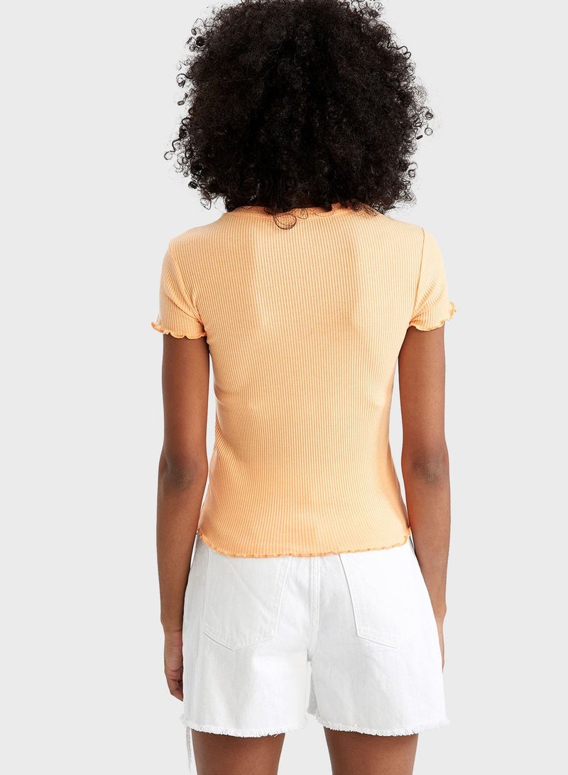 DeFacto Regular Fit V-Neck Short Sleeve T-Shirt  - Image 2