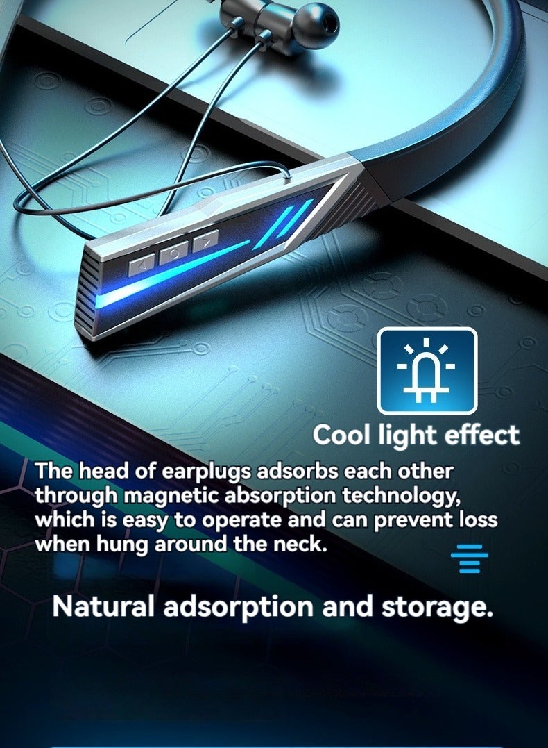 Neck-worn Bluetooth headset with long battery life RGB luminous e-sports gaming sports headset (royal blue)