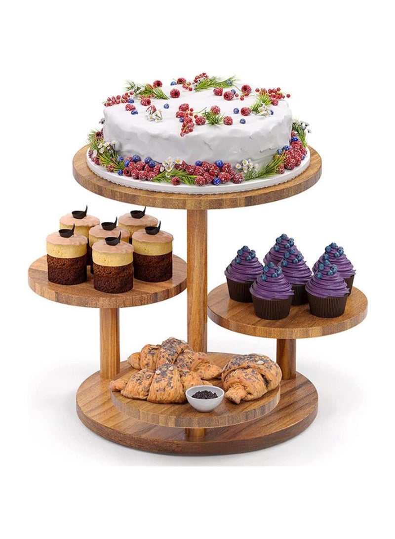 4-Tier Wooden Cupcake Stand Display, Cup Cake Tower Stand Holder, Cake Stands for Party, Birthdays, Weddings, Baby Showers, Holiday Decor,50 Cupcake Capacity - Image 1