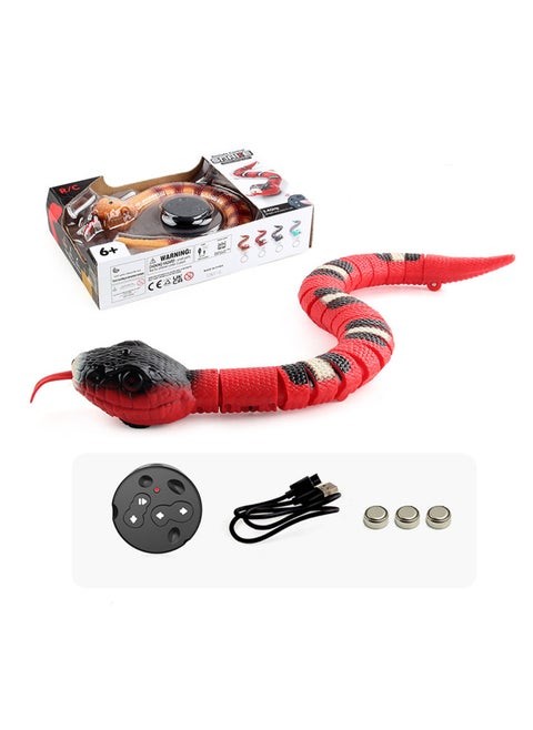 Children'S New And Unique Funny Trick Remote Control Snake Electronic Pet Infrared Remote Control Simulation Electric Toy (Rattlesnake Red)