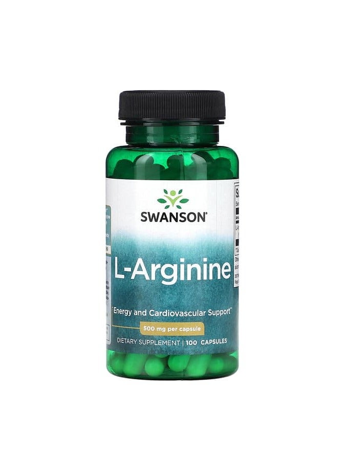 L-Arginine, 500 mg, 100 Capsules