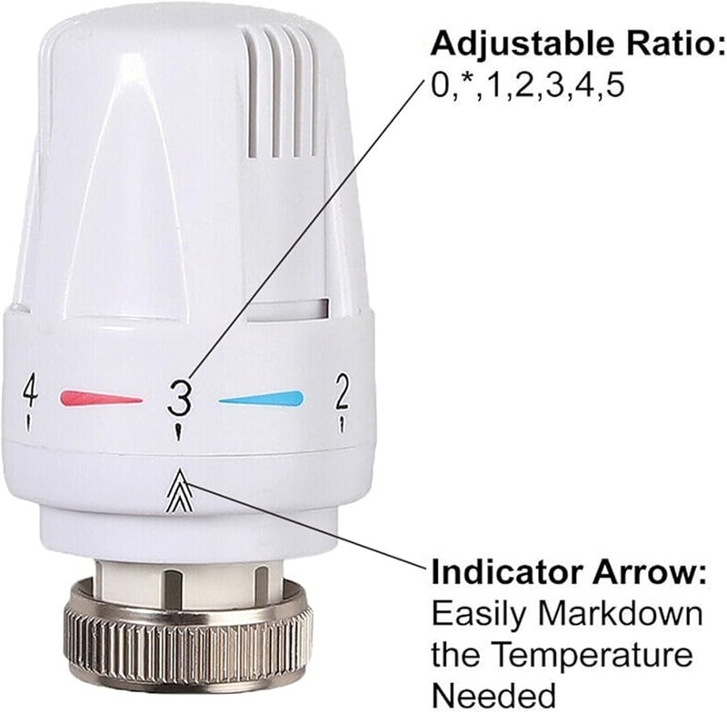 White Automatic Thermostatic Radiator Valve Adjustable Temperature Controller For Water Floor Heating - Image 4