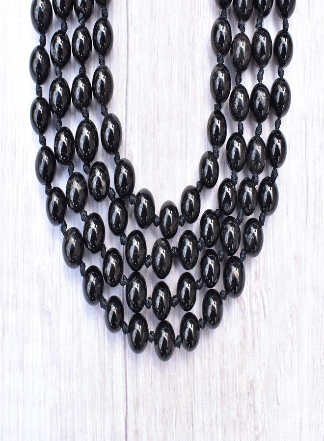 Pyramid Tatva Mala Knotted - Black Tourmaline 42 inch String 108 Beads Size - 8 mm Natural Healing crystal Stone (Black tourmaline) - Image 2