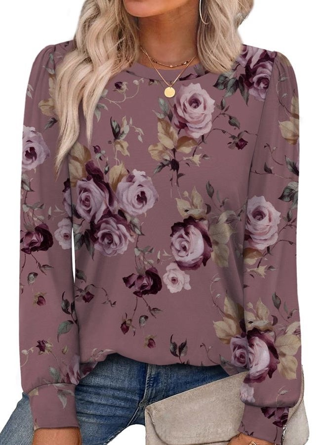 Alaroo Womens Long Sleeve Shirts 2025 Fall Tunic Tops Crewneck Blouses Print, Print 39, S - Image 1