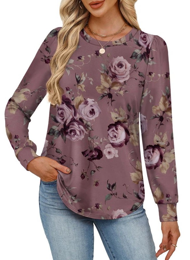 Alaroo Womens Long Sleeve Shirts 2025 Fall Tunic Tops Crewneck Blouses Print, Print 39, S - Image 3
