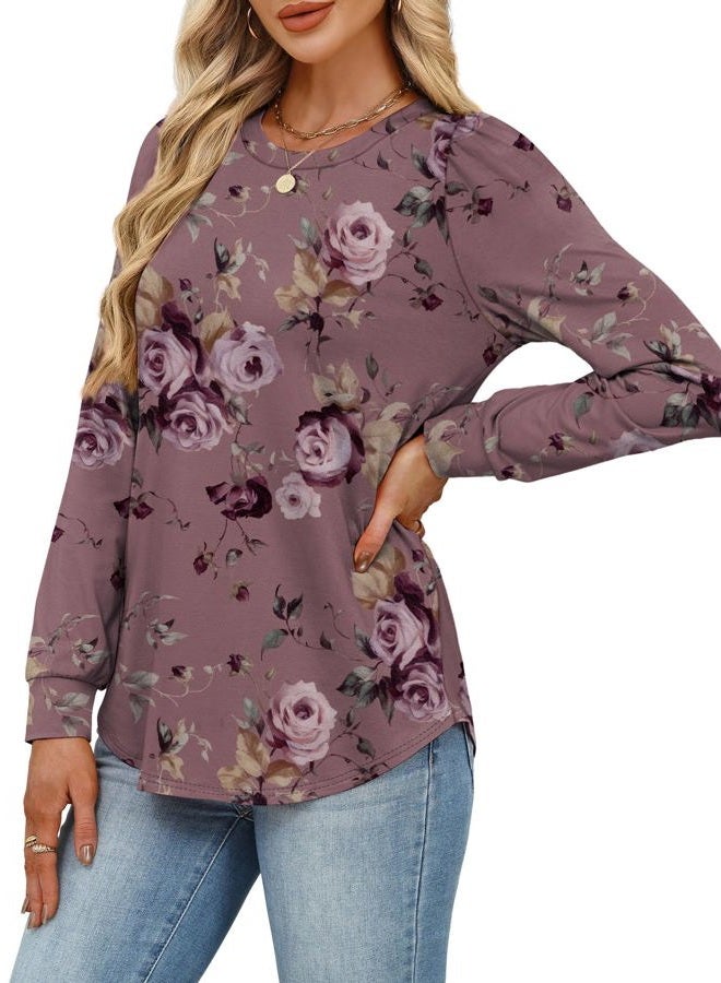 Alaroo Womens Long Sleeve Shirts 2025 Fall Tunic Tops Crewneck Blouses Print, Print 39, S - Image 4