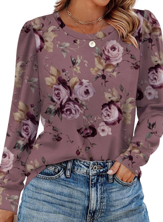 Alaroo Womens Long Sleeve Shirts 2025 Fall Tunic Tops Crewneck Blouses Print, Print 39, S - Image 2