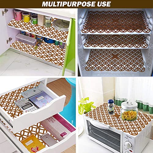 E-Retailer® Waterproof PVC Refrigerator Drawer Mats/Multipurpose Mats/Fridge Mats Set of 4 Pcs (Color-Jali Brown, Size-17.5x12 Inches) - Image 2