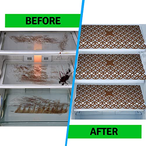 E-Retailer® Waterproof PVC Refrigerator Drawer Mats/Multipurpose Mats/Fridge Mats Set of 4 Pcs (Color-Jali Brown, Size-17.5x12 Inches) - Image 5
