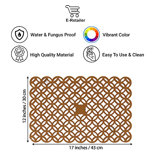 E-Retailer® Waterproof PVC Refrigerator Drawer Mats/Multipurpose Mats/Fridge Mats Set of 4 Pcs (Color-Jali Brown, Size-17.5x12 Inches) - Image 3