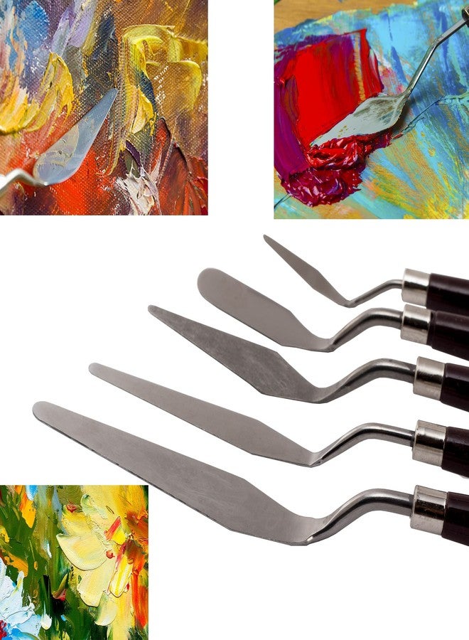 ArtRight Set of 5 Painting Knives for Art (Sizes - #1, #2, #3, #4 & #5); Stainless Steel Scraper Painting Spatula Polished Brown Handle for Artist Canvas Oil Paint Color Mixing - Image 4