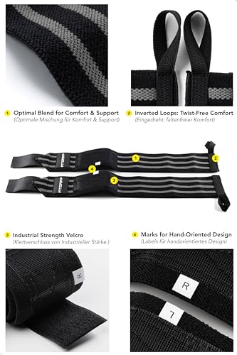 Fitgriff® Wrist Wraps for Weightlifting (18") Heavy-Duty Support for Gym, Bench Press, and Pushups (1 Pair) - for Men and Women (Black/Grey) - Image 3
