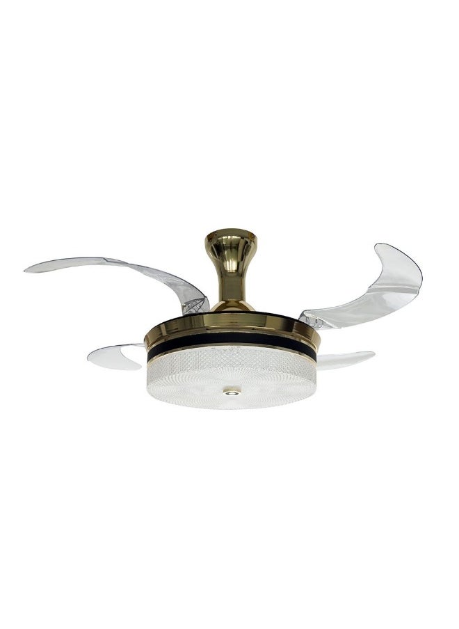 DANUBE HOME Danube Home Baku LED Ceiling Fan With Remote Control For Living Room, Bed Room| 6 Wind Speed Noiseless Fan| 3000-6000K Dimmable LED Light|L50xW50cm, Iron/Copper Frame - Gold Finish (1 Year Warranty) 