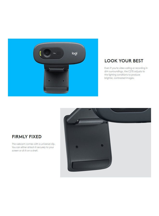 Logitech C270 Hd Webcam Black - Image 4