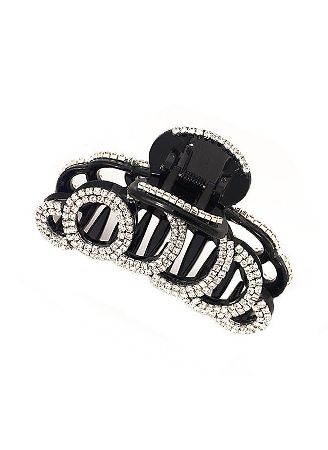 Fodattm Exquisite Rhinestones Jaw Clip Claw Clip Large Crystal Thick Hair Claw Hair Clip Head Dress For Women Lady (Black)  - Image 1