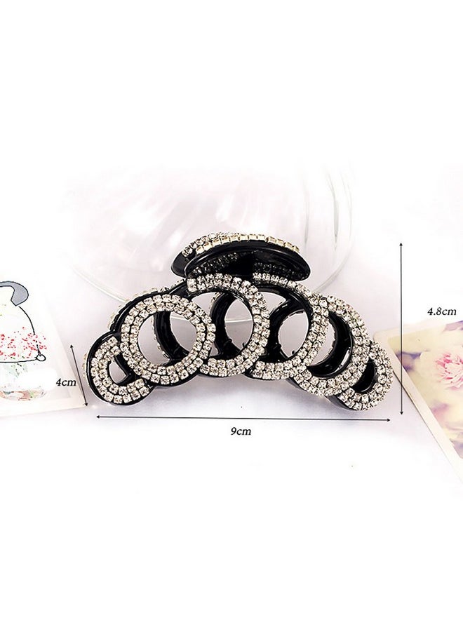 Fodattm Exquisite Rhinestones Jaw Clip Claw Clip Large Crystal Thick Hair Claw Hair Clip Head Dress For Women Lady (Black)  - Image 2