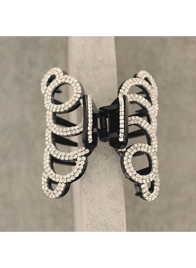 Fodattm Exquisite Rhinestones Jaw Clip Claw Clip Large Crystal Thick Hair Claw Hair Clip Head Dress For Women Lady (Black)  - Image 5