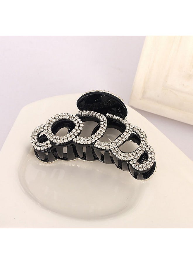 Fodattm Exquisite Rhinestones Jaw Clip Claw Clip Large Crystal Thick Hair Claw Hair Clip Head Dress For Women Lady (Black)  - Image 4