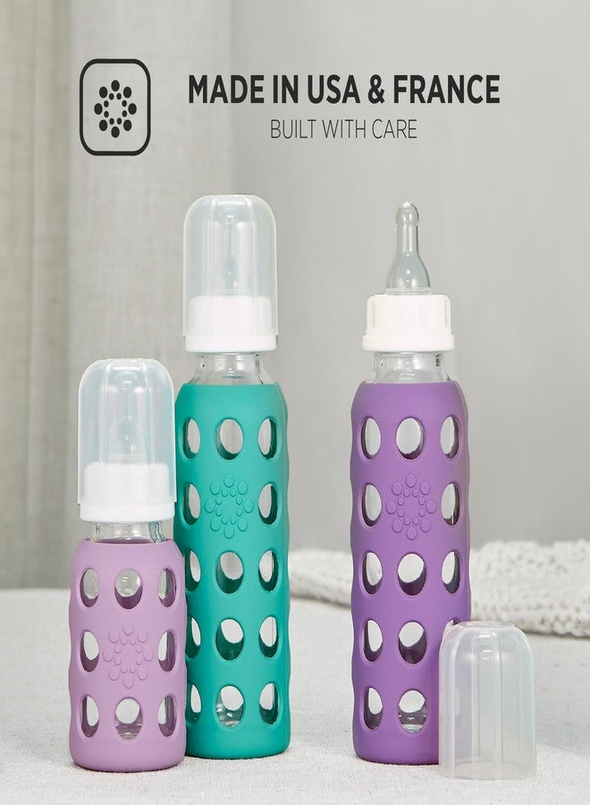 Lifefactory 4-Oz Glass Baby Bottle with Protective Silicone Sleeve and Stage 1 Nipple Sky Blue - Image 4