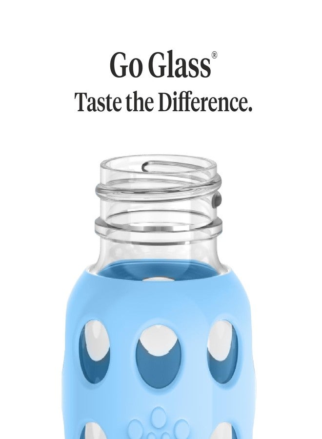 Lifefactory 4-Oz Glass Baby Bottle with Protective Silicone Sleeve and Stage 1 Nipple Sky Blue - Image 3
