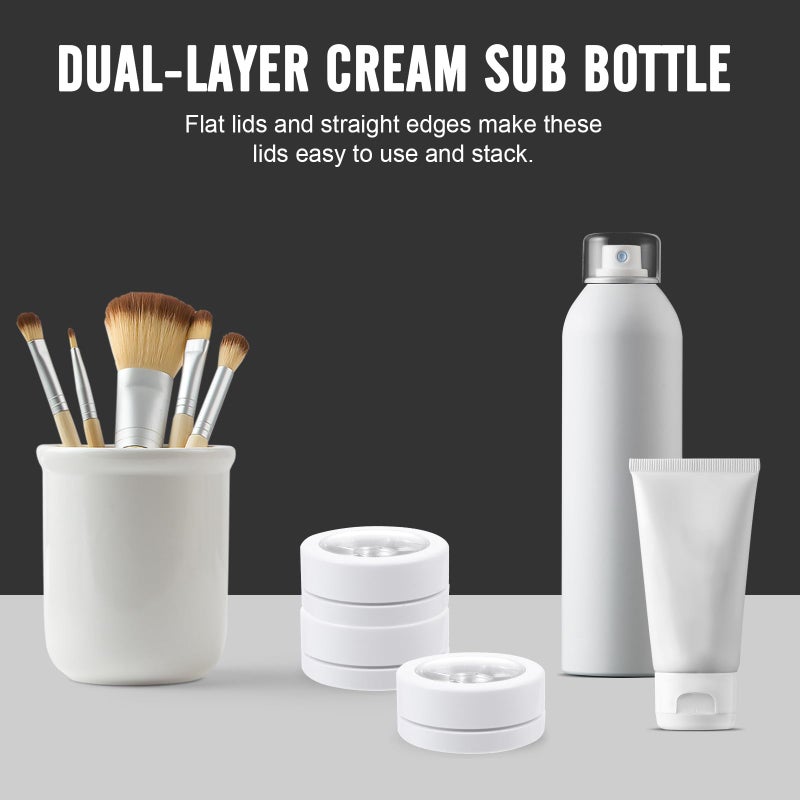 Dual Layer White Cosmetic Jars 3pcs With Aluminum Tray For Travel Storage - Image 5
