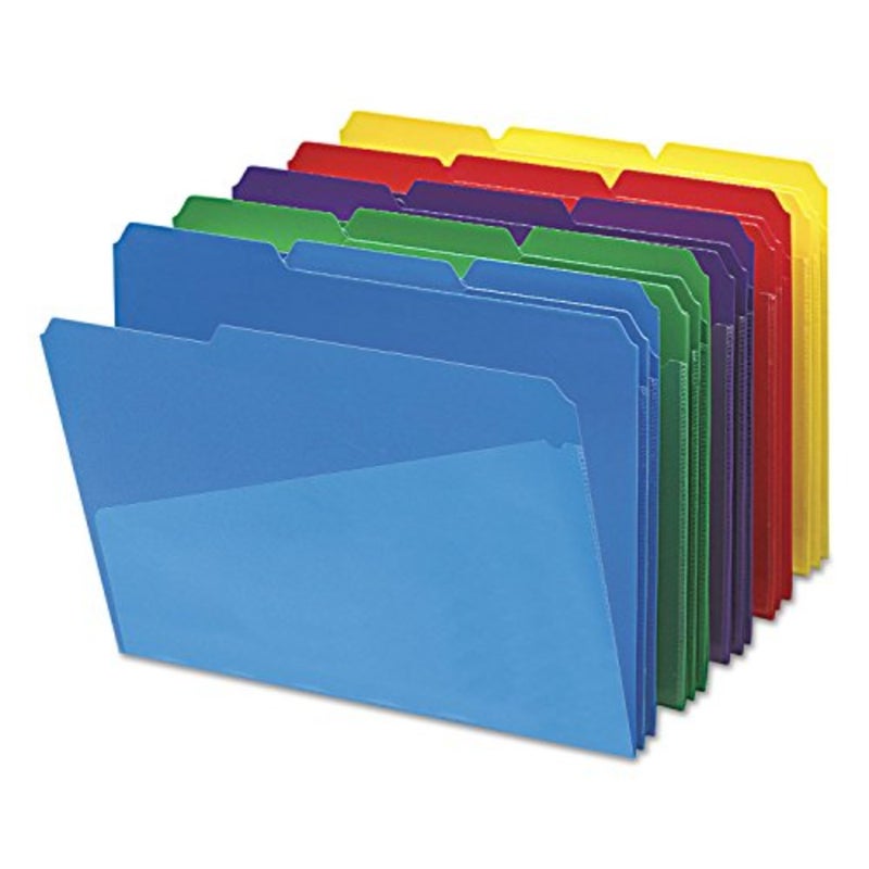 Poly File Folders with Pockets, Set of 30 Plastic Folders for Documents, 1/3-Cut Tabs, File Folders Letter Size, Assorted Primary Colors, Office Supplies, School Supplies 10540 - Image 2