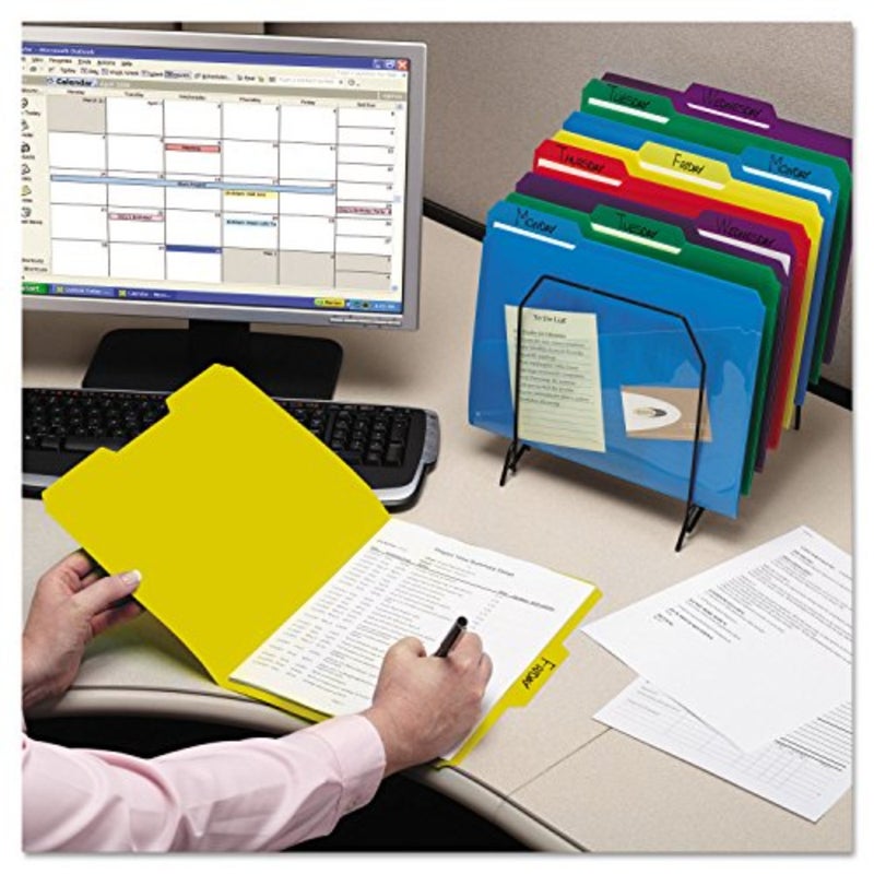 Poly File Folders with Pockets, Set of 30 Plastic Folders for Documents, 1/3-Cut Tabs, File Folders Letter Size, Assorted Primary Colors, Office Supplies, School Supplies 10540 - Image 5