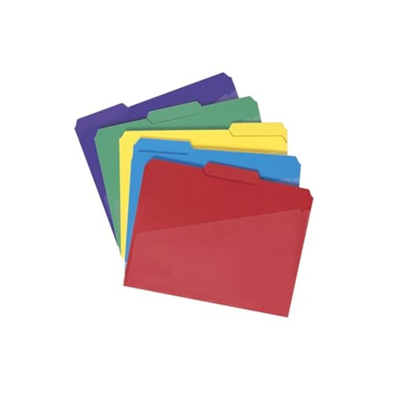 Poly File Folders with Pockets, Set of 30 Plastic Folders for Documents, 1/3-Cut Tabs, File Folders Letter Size, Assorted Primary Colors, Office Supplies, School Supplies 10540 - Image 1