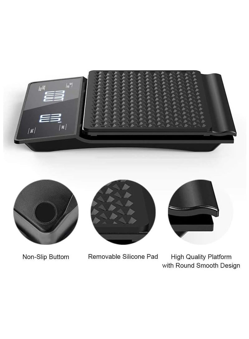 Dubkart Coffee Scale with Timer 3kg/0.1g High Precision Pour Over Drip Espresso Scale with Back-Lit LED Display (Batteries Not Included) - Image 2