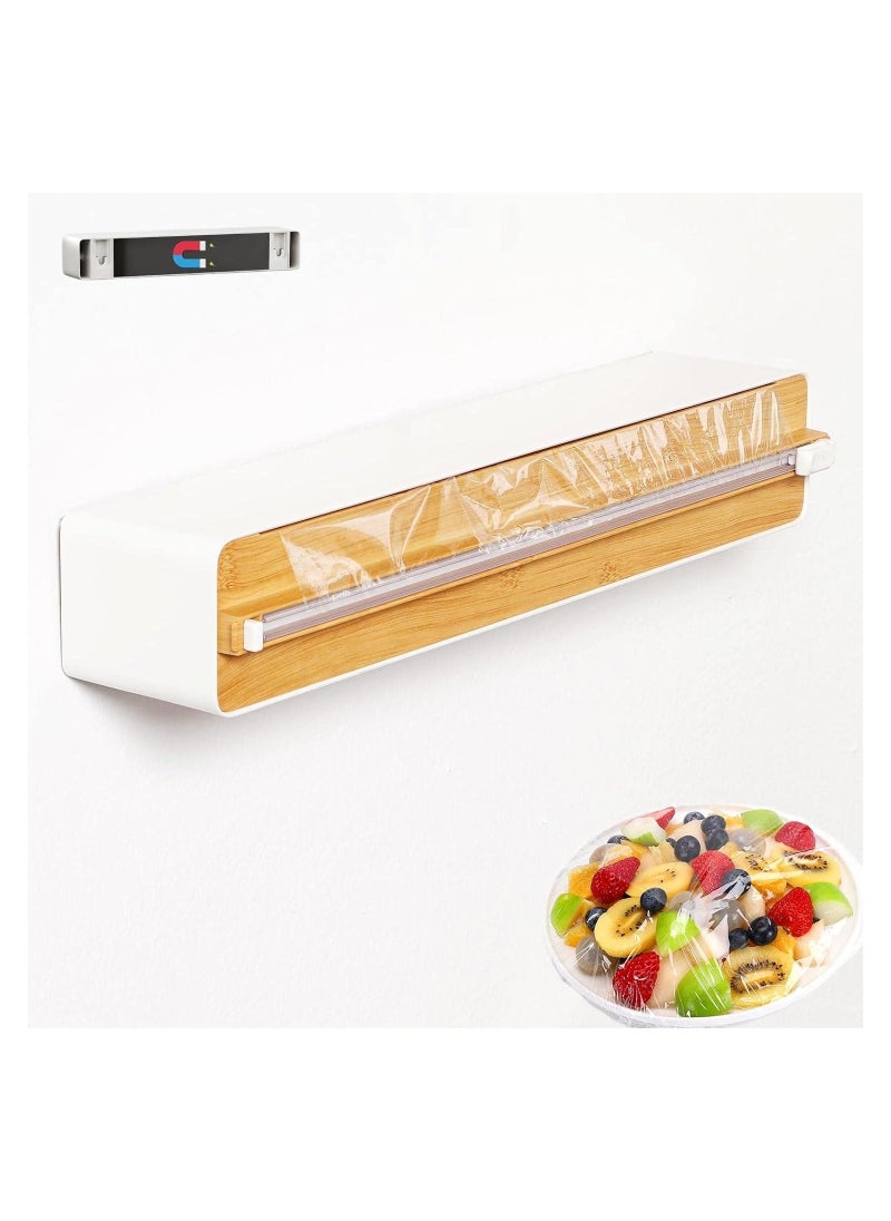 Generic Magnetic Wall-Mounted Cling Film Cutter & Dispenser, Refillable Plastic Wrap and Aluminum Foil Organizer for Kitchen Drawers, Fits 12" Rolls, White Finish.  - Image 1
