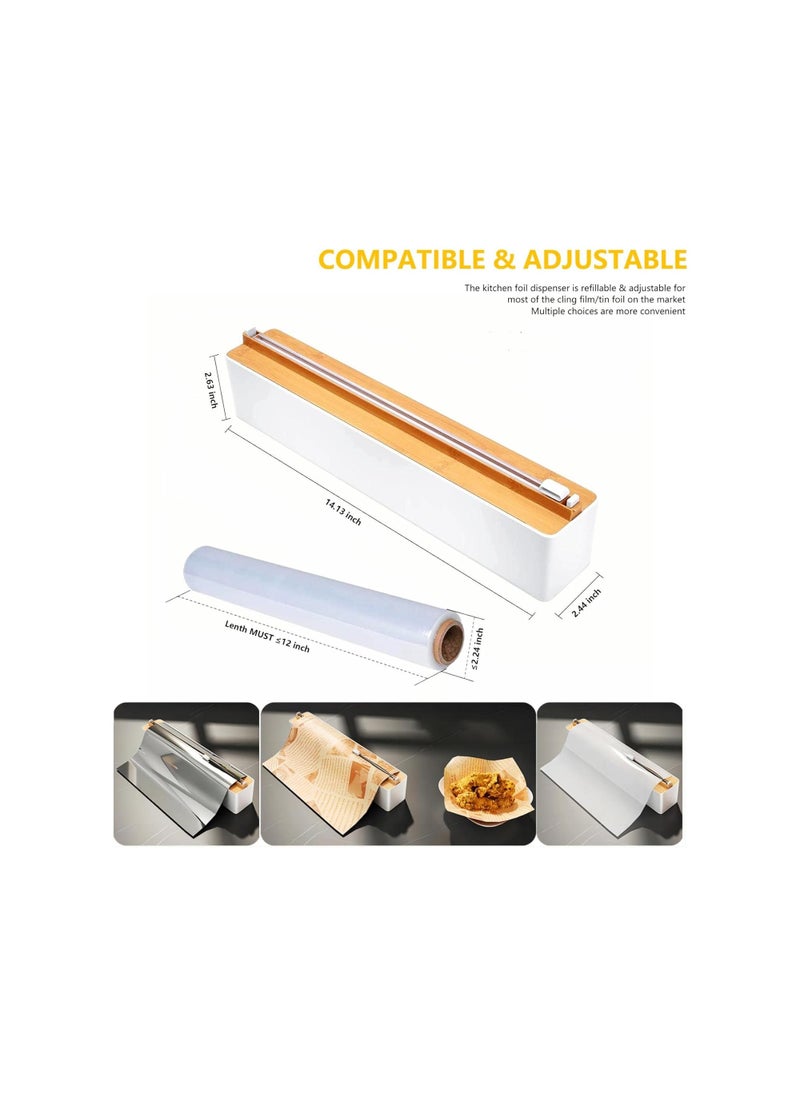 Generic Magnetic Wall-Mounted Cling Film Cutter & Dispenser, Refillable Plastic Wrap and Aluminum Foil Organizer for Kitchen Drawers, Fits 12" Rolls, White Finish.  - Image 4