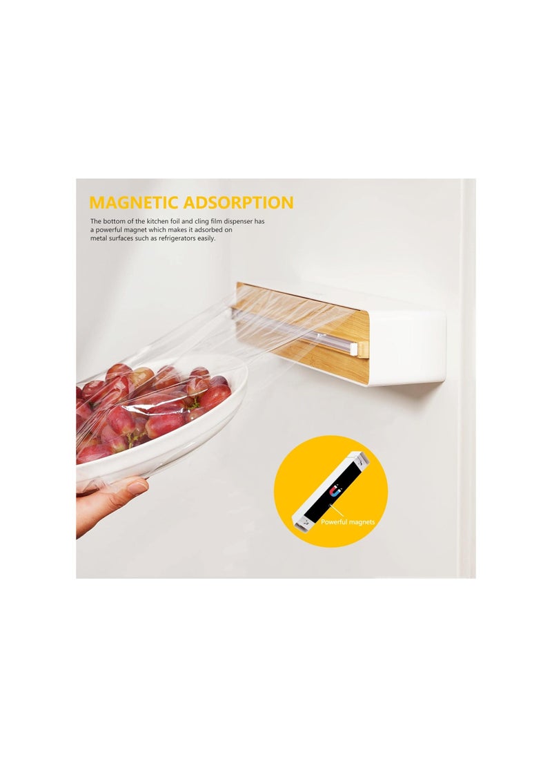Generic Magnetic Wall-Mounted Cling Film Cutter & Dispenser, Refillable Plastic Wrap and Aluminum Foil Organizer for Kitchen Drawers, Fits 12" Rolls, White Finish.  - Image 3