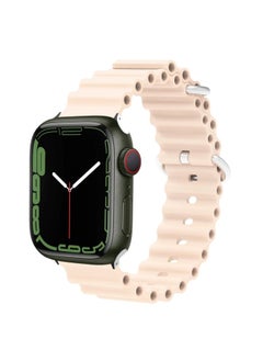 Generic Replacement Strap Ocean Silicone Metal Head Watch Band For Apple Watch Series 9&8&7 41mm / SE 3&SE 2&6&SE&5&4 40mm / 3&2&1 38mm Pink 