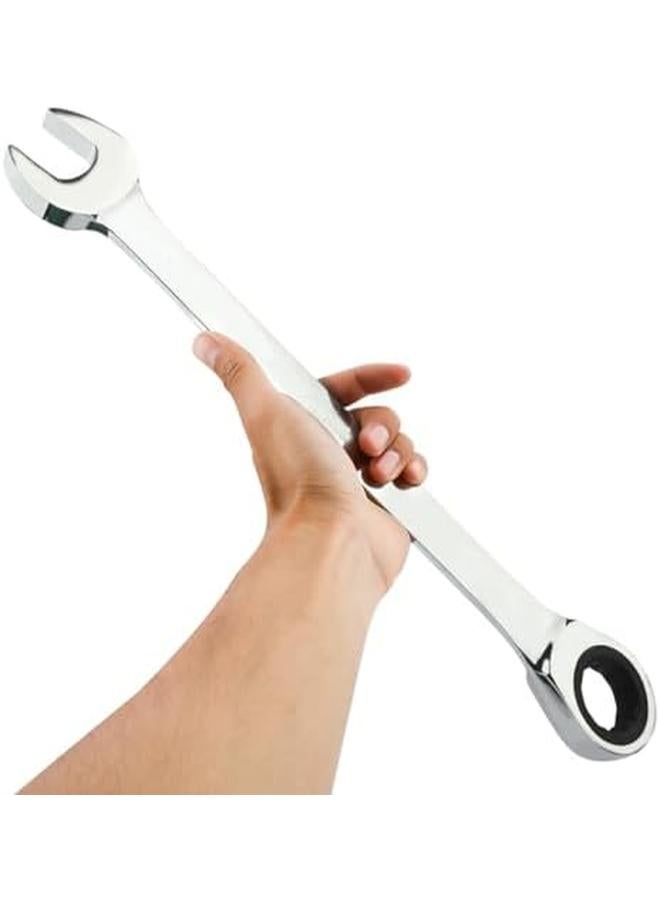 ECVV Ratchet Spanner Fixed Head Combination Wrench Polished Cr V Chrome Vanadium Steel Metric Spanner 72 Tooth Box And Open End Ring Ratcheting Spanner Tool For Home Bicycle 21 Mm - Image 3