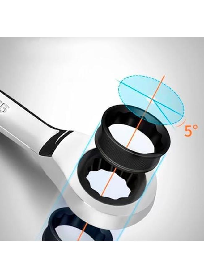 ECVV Ratchet Spanner Fixed Head Combination Wrench Polished Cr V Chrome Vanadium Steel Metric Spanner 72 Tooth Box And Open End Ring Ratcheting Spanner Tool For Home Bicycle 21 Mm - Image 2