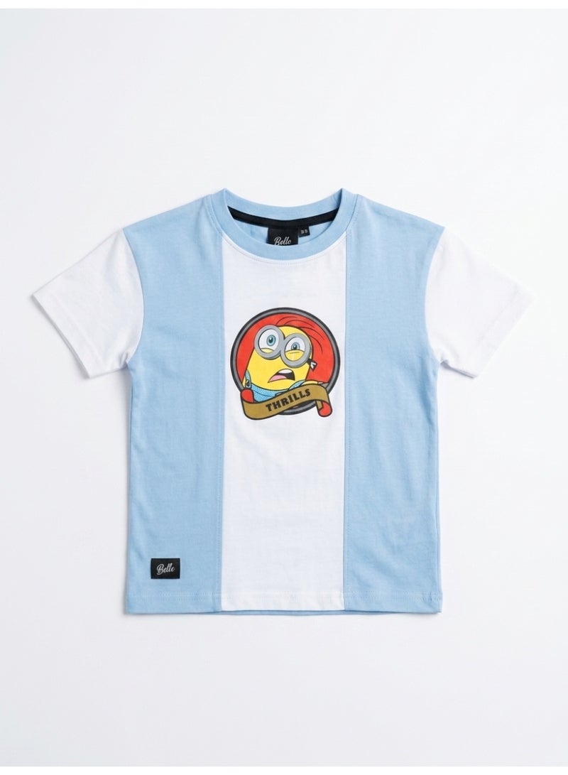 Minions Toddler Boys Color Block Graphic Print T-Shirt - Image 1