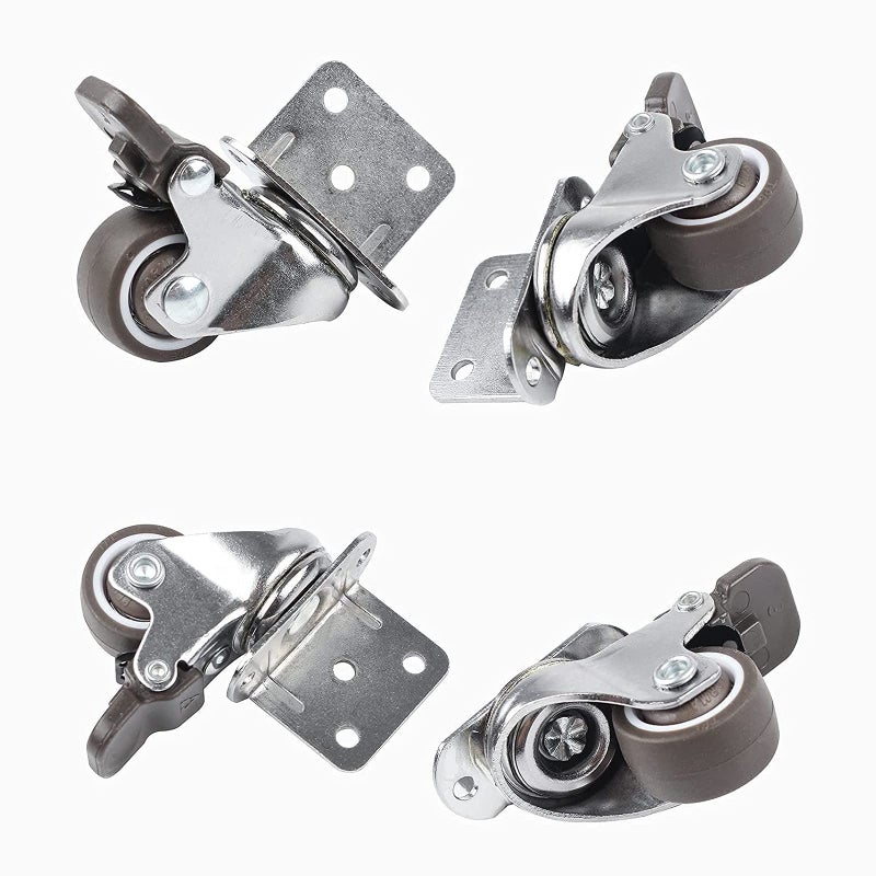 HOWDIA 1" Swivel Plate Caster Wheels with Brake L-Bracket Side Mount TPR Rubber Small Furniture Replacement Silent Mute Locking Casters for Furniture Legs Set of 4 - Image 5