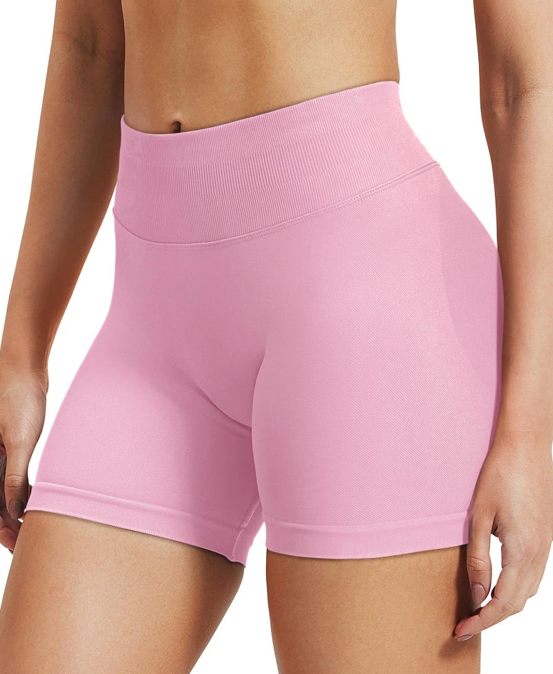 VOYJOY Women Workout Impact Shorts 2.5"/ 3.6"/ 4.5"/ 6" Scrunch Butt Lifting Gym Seamless Booty Biker Shorts Pink - Image 3