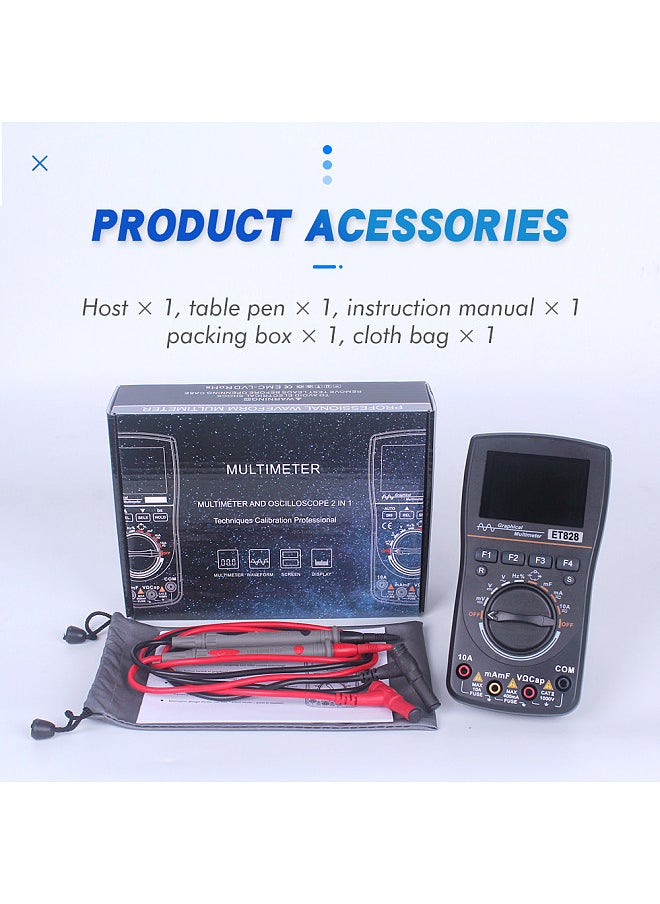 Generic - ET828 Intelligent Graphical Digital Oscilloscope Multimeter 2 in 1 with 2.4 Inches Color Screen 1MHz Bandwidth 2.5Msps Sampling Rate - Image 1