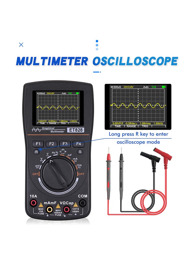 Generic - ET828 Intelligent Graphical Digital Oscilloscope Multimeter 2 in 1 with 2.4 Inches Color Screen 1MHz Bandwidth 2.5Msps Sampling Rate - Image 1