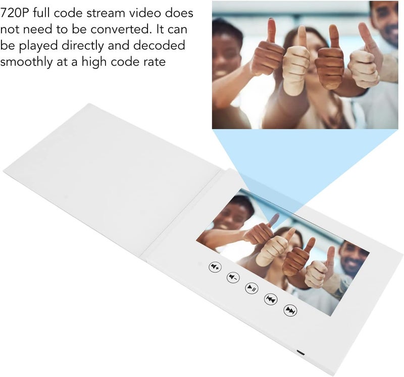 Video Greeting Card with LCD Screen, Electronic Greeting Card A5 Size 128M Memory - HD Video Playback, Picture Support, Ideal for Wedding Songs Video Card and Christmas Cards (7 Inch 1500mAh Li Ion Battery) - Image 3