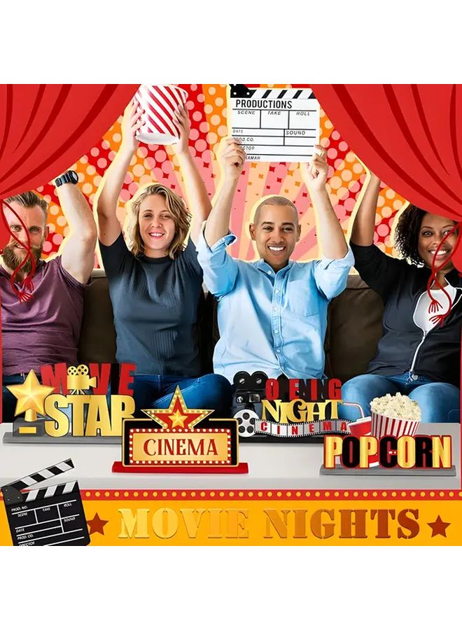 6 قطع من ديكورات ليلة السينما، مجموعة أدوات وسطية خشبية لمسرح الدعائم السينمائية - Image 4