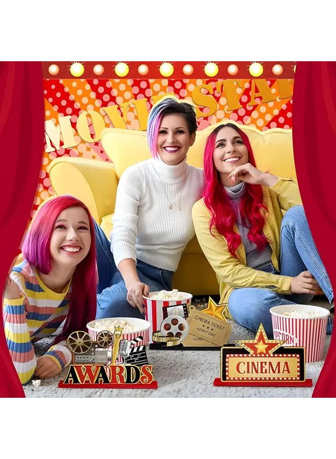 6 قطع من ديكورات ليلة السينما، مجموعة أدوات وسطية خشبية لمسرح الدعائم السينمائية - Image 5