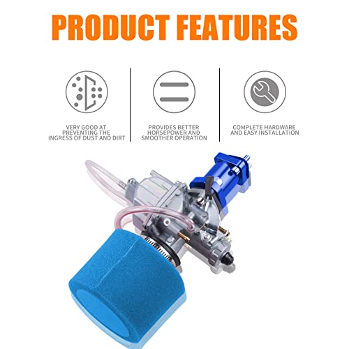 ORAEVY VM22 Racing Performance Carburetor Carb Mainfold Intake Pipe Air Filter Fit For Predator 212cc GX160 Honda GX200 CT200U 196cc KT196 Clones Go Kart Mini Bike Race Kart (Blue) - Image 2