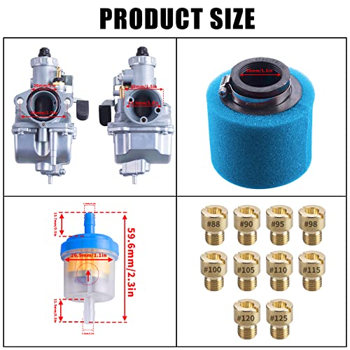 ORAEVY VM22 Racing Performance Carburetor Carb Mainfold Intake Pipe Air Filter Fit For Predator 212cc GX160 Honda GX200 CT200U 196cc KT196 Clones Go Kart Mini Bike Race Kart (Blue) - Image 4