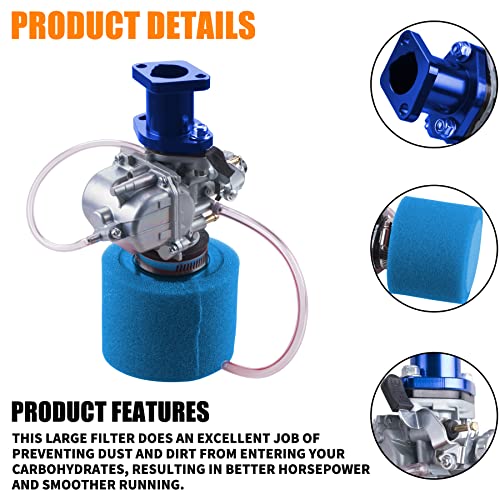 ORAEVY VM22 Racing Performance Carburetor Carb Mainfold Intake Pipe Air Filter Fit For Predator 212cc GX160 Honda GX200 CT200U 196cc KT196 Clones Go Kart Mini Bike Race Kart (Blue) - Image 3