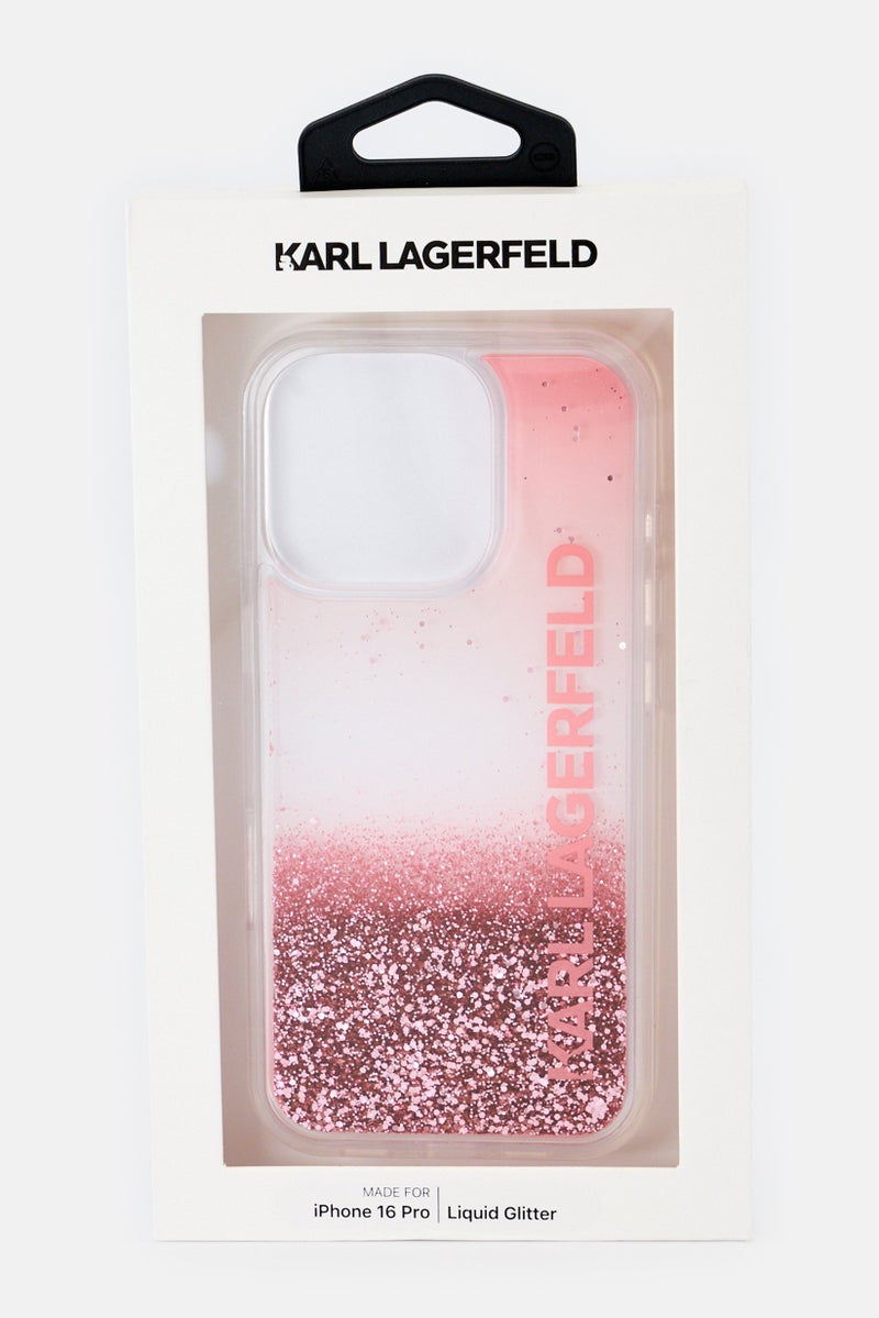 Karl Lagerfeld iPhone 16 Pro Liquid Glitter Protective Case, Pink - Image 2