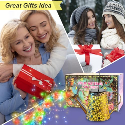 VOOKRY Solar Watering Can Lights, Outdoor Large Hanging Lantern Waterproof, Multicolor Retro Metal Solar Lights for Patio Yard Porch Lawn Garden Christmas Decor Gifts for Mom Women Grandma Birthday - Image 2
