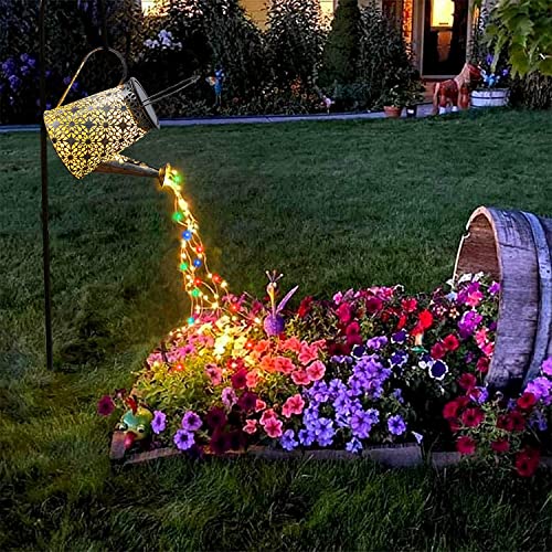 VOOKRY Solar Watering Can Lights, Outdoor Large Hanging Lantern Waterproof, Multicolor Retro Metal Solar Lights for Patio Yard Porch Lawn Garden Christmas Decor Gifts for Mom Women Grandma Birthday - Image 1