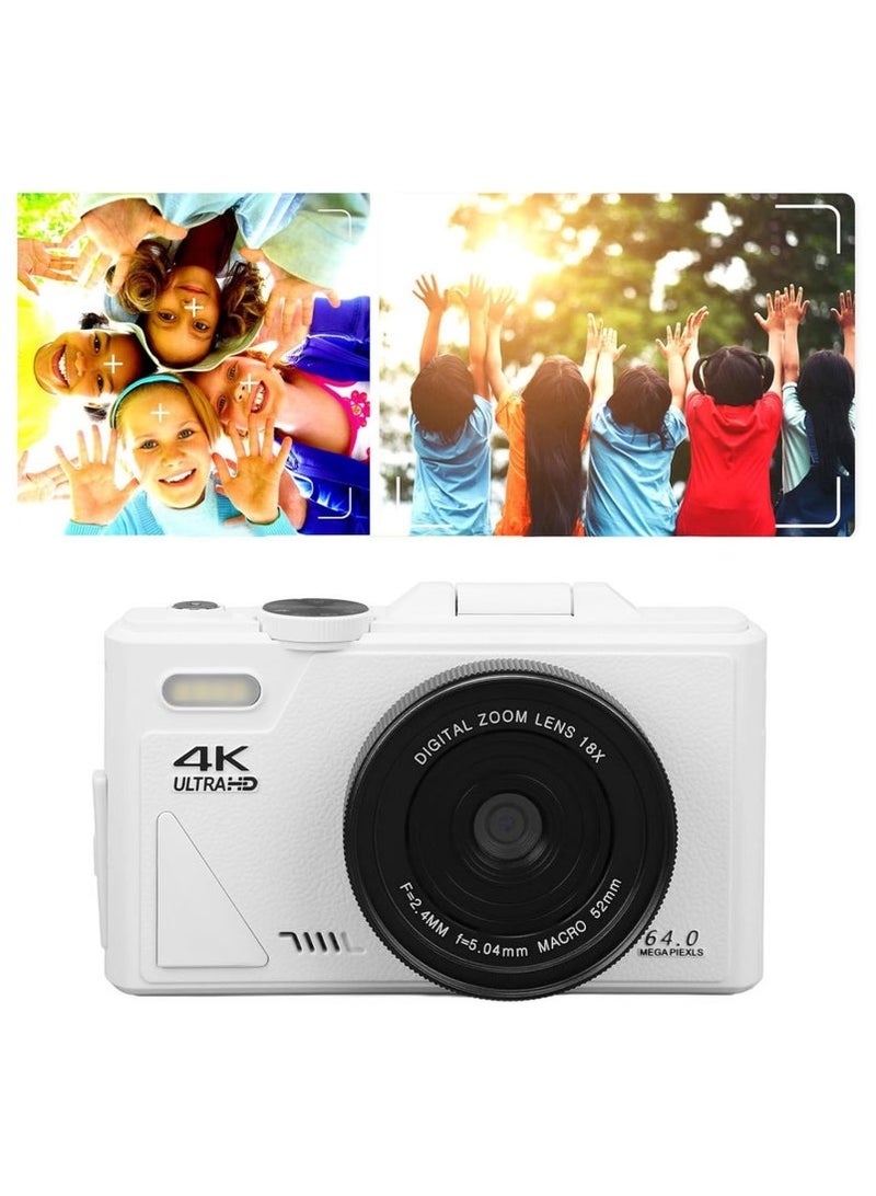 XiuWoo 64MP Digital Camera, 4K Vlogging Camera, 64GB SD Card, 2 Batteries,Auto Focus Camera with Zoom, Compact Small Camera with 3 Inch Flip Screen, Small Camera for Boys Girls, for Photography Video - Image 4